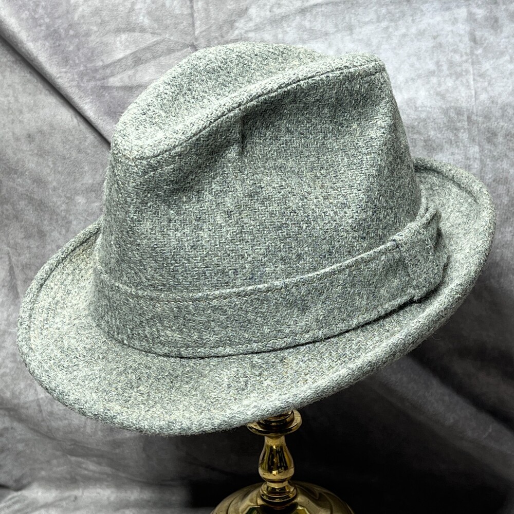 Vintage Knox Fedora Mens 7 1/8 Gray Tweed Trilby Hat Wool Rayon Union Made 1960s